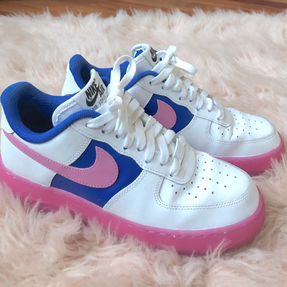 pink and blue custom design nike air force 1s
